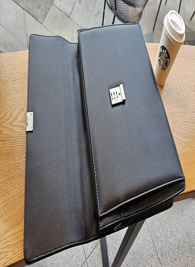 VOYLUX Mens Leather Briefcases Office Attorney Attache Case Ideal Gift Messenger Bag w/Padded Compartment for 15.6" Laptop, Black - Image 5